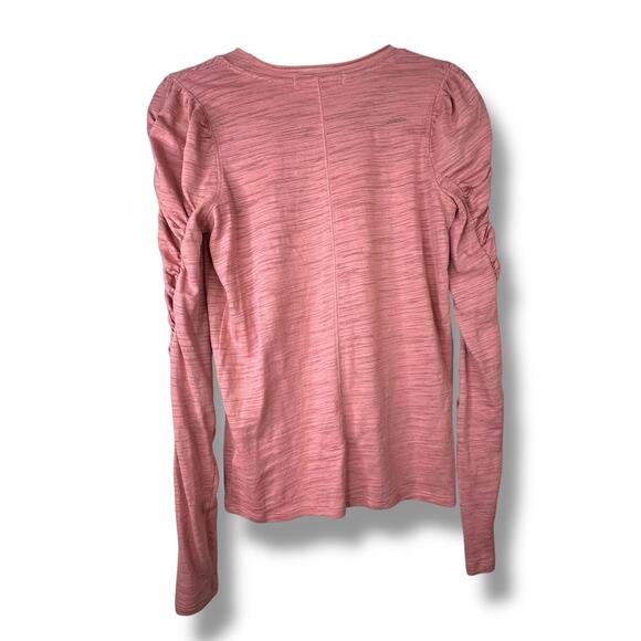 Free People We The Free NWOT Natasha Mauve Pink Ruched Long Sleeve Tee XS - Picture 5 of 6